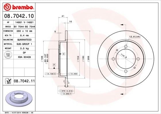 Mitsubishi Carisma Arka Dolu Tip Kaplamalı Fren Diski BREMBO