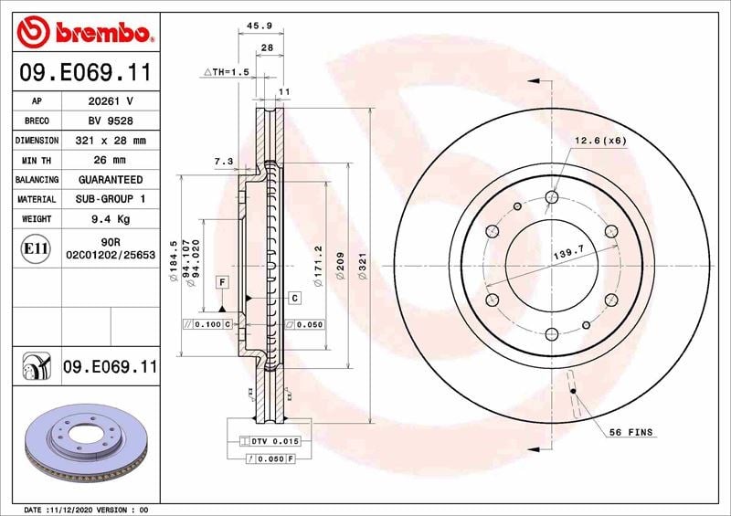 Mitsubishi Ön Fren Diski UV Kaplamalı BREMBO