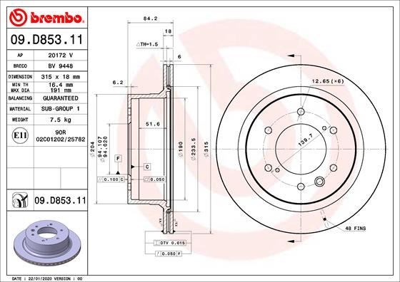 Mitsubishi Arka Fren Diski UV Coated BREMBO