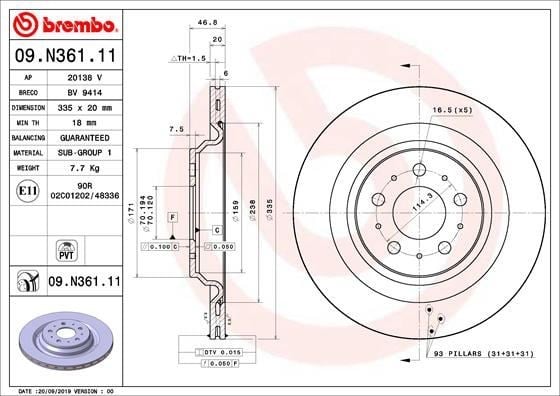 Tesla Model 3 Arka Fren Diski Kaplamalı BREMBO