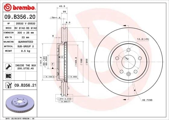 Opel Mokka Ön Fren Aynası [300x26x5DL, Havalı] BREMBO