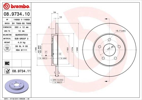 Mondeo III Jaguar X-Type Arka Fren Aynası BREMBO