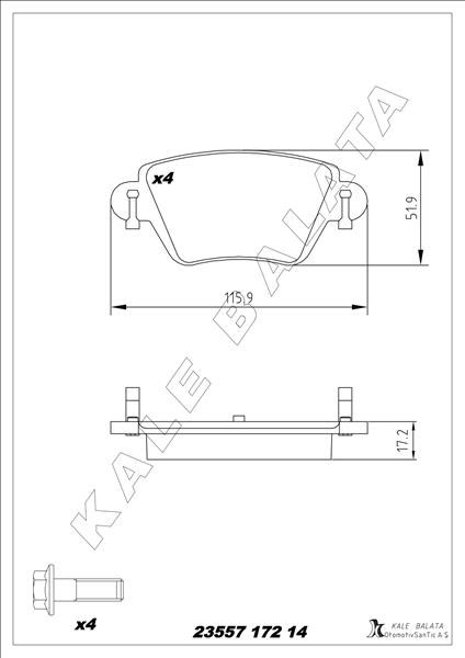 Ford Mondeo Arka Balata 1.8-2.0-2.5 KALE-BALATA