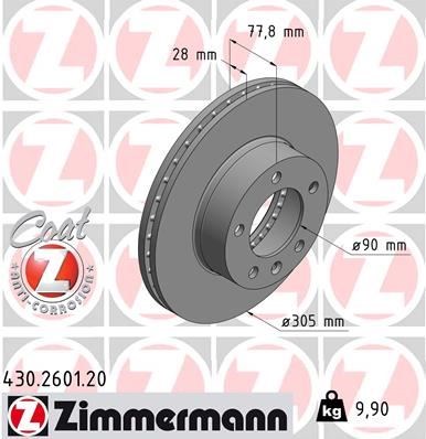 Opel Movano Ön Fren Diski Havalı 305.5mm ZIMMERMANN