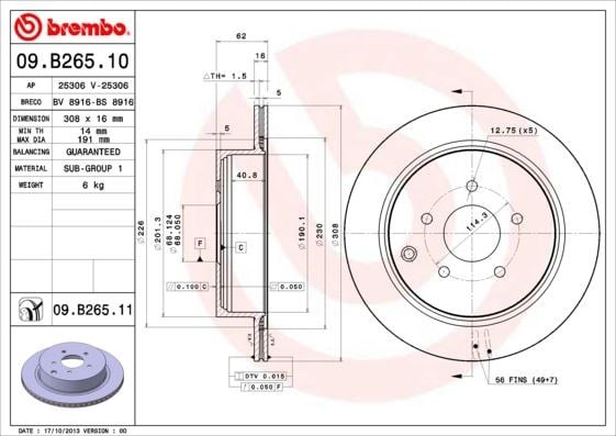Nissan Murano Arka Fren Diski [Havalı, Kaplamalı, 308 Çap, 5 Bijon] BREMBO