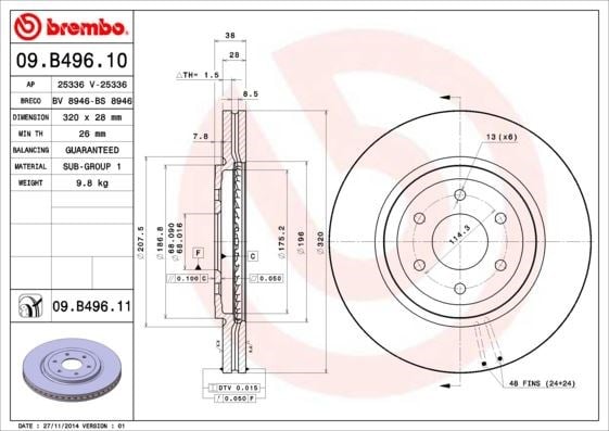 Nissan Navara Ön Fren Diski [Havalı, 17 İnç Jant, 320 Çap, 6 Bijon] BREMBO