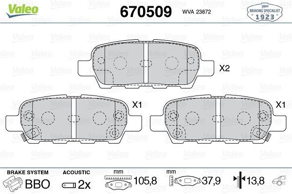 Nissan Qashqai J10 / X-Trail / Juke / Renault Koleos Arka Fren Balatası VALEO