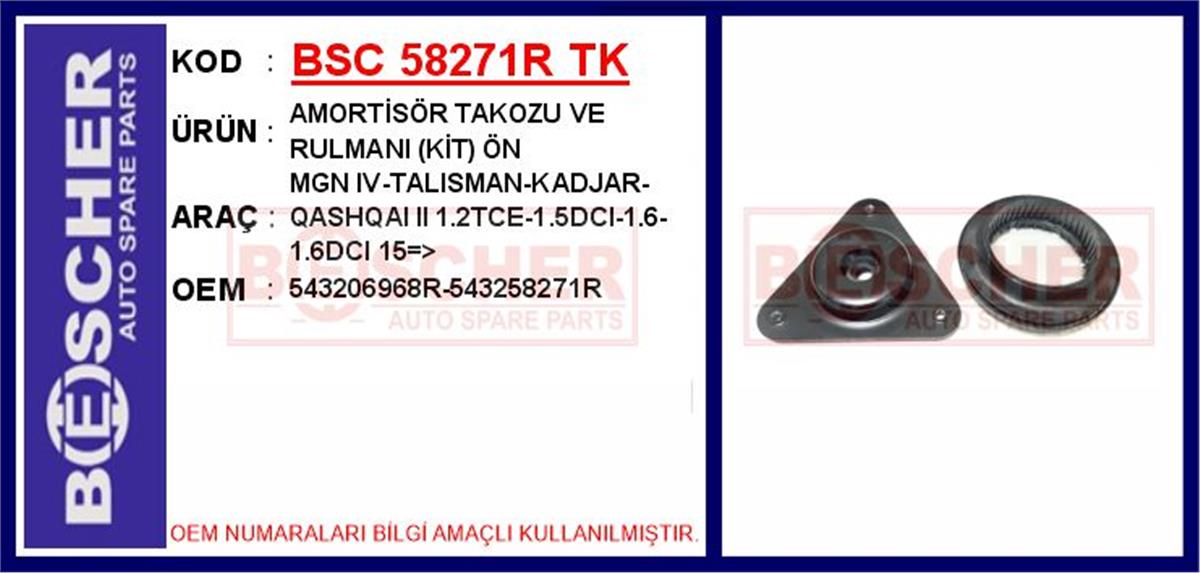 Renault Megane 4 Talisman Kadjar Ön Amortisör Takozu Ve Rulmanı 543206968R-543258271R