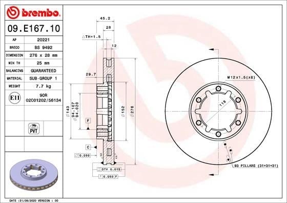 Nissan Ön Fren Diski Standard BREMBO
