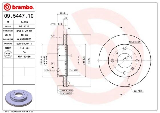 Nissan Ön Fren Diski Standard BREMBO
