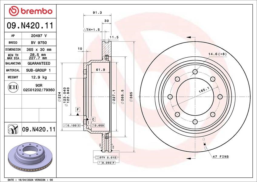 Nissan NV 2500 Standard Cargo Van Fren Diski BREMBO