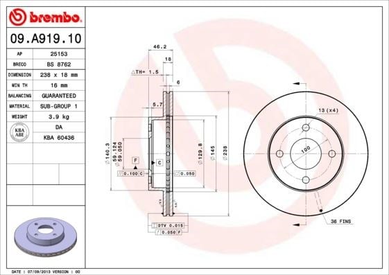 Nissan Ön Fren Diski Standard BREMBO