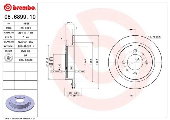 Nissan Arka Standart Fren Diski BREMBO