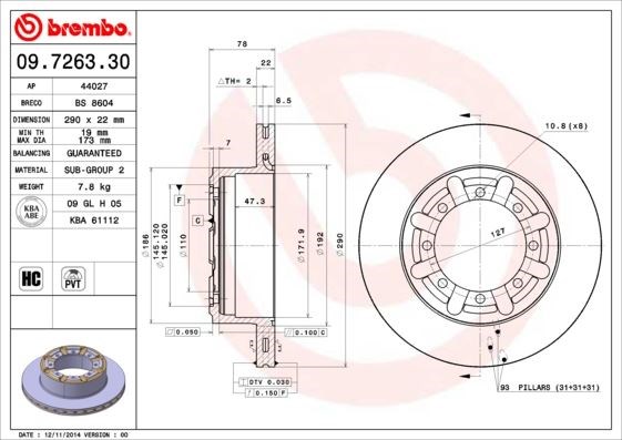 Nissan Atleon Cabstar Ön Fren Diski BREMBO