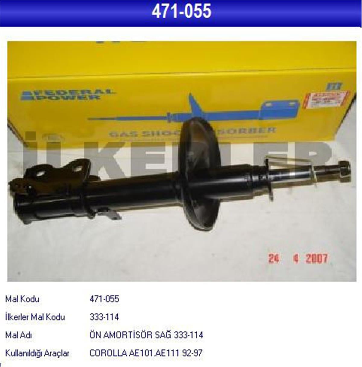 Ön Amortisör Sağ 333-114 Toyota Corolla Ae101.Ae111 92-97 Gazlı