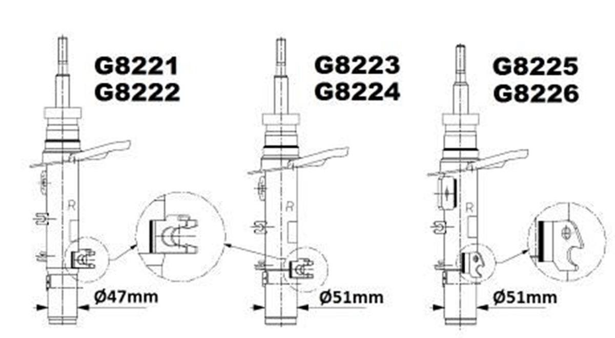 Ön Amortisör Sağ Peugeot 208-1.6 Gtı 2012 Gazlı Tekerlek Göbegi- : 82 Mm