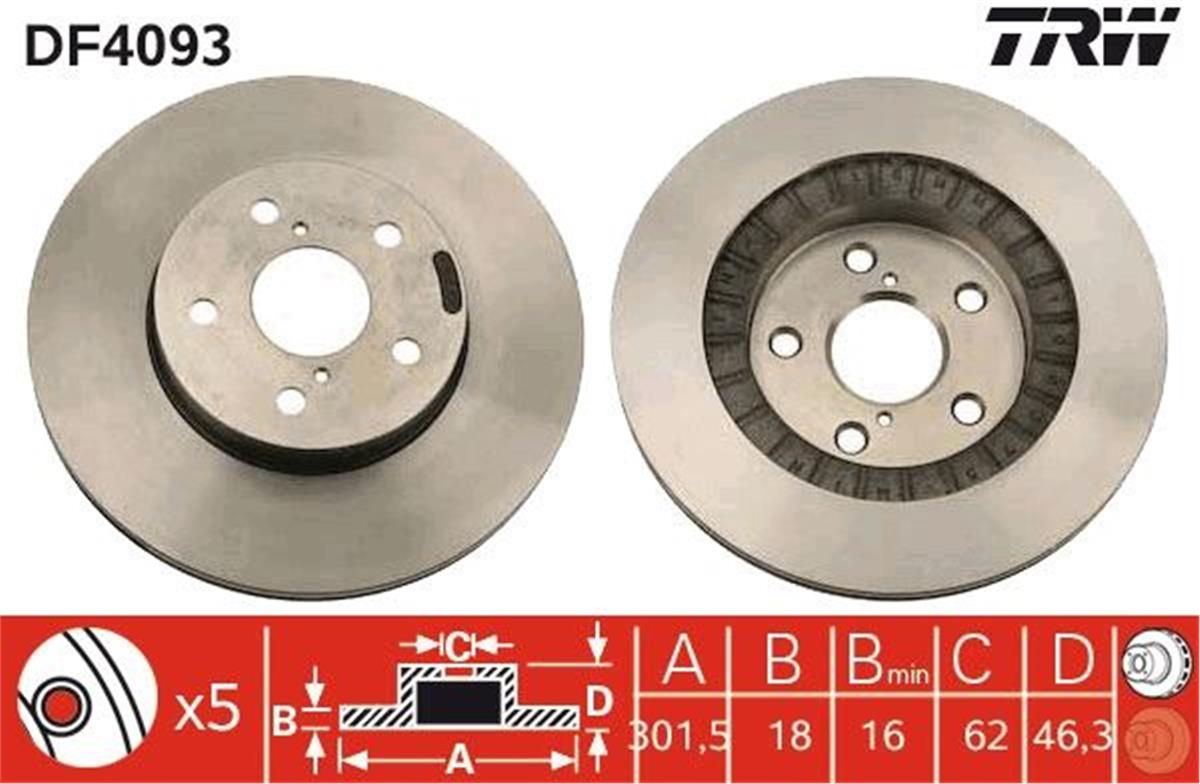 Ön Fren Aynası Toyota Rav 4 2.0 16V 94-00 301.5X18x5dlxhavalı