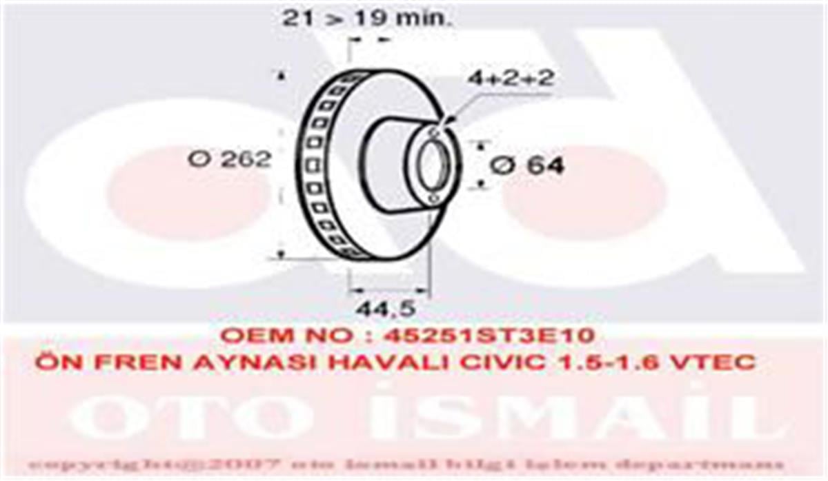 Ön Ön Fren Aynası Cıviç  Iv V Vı 1.4 1.5-1.6Vtec 1.7 90/05 Rover 200 400 25 45 2