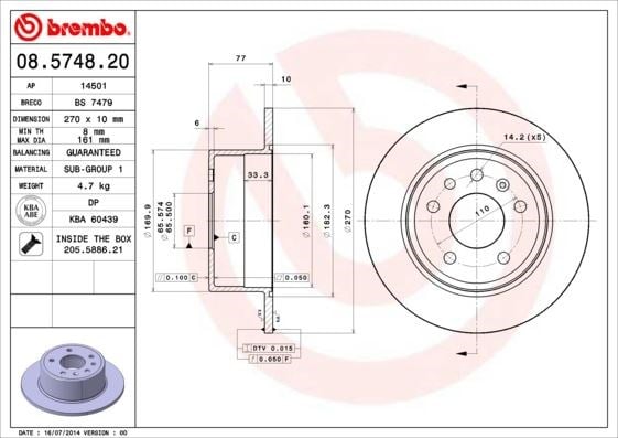 Opel Arka Standart Fren Diski BREMBO