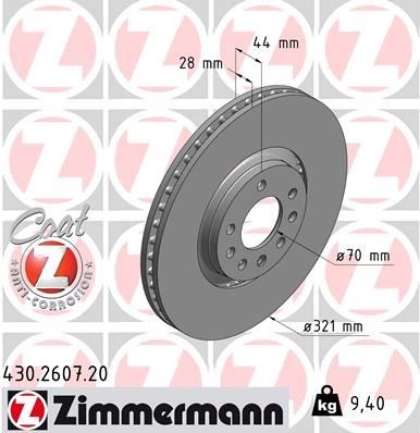 Opel Astra H GTC Ön Fren Diski Havalı 321mm ZIMMERMANN