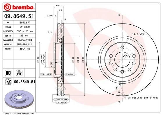 Opel Ön Fren Diski UV Coated BREMBO