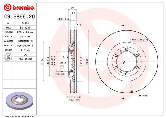 Opel Ön Fren Diski Standard BREMBO