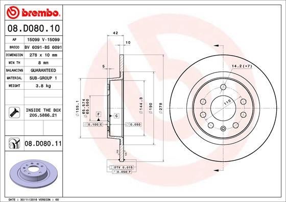 Opel Astra H GTC Zafira B Arka Fren Aynası Dolu BREMBO