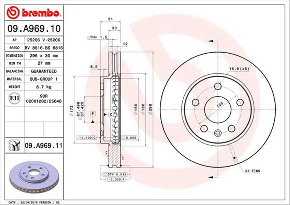 Insignia A Saab 9-5 Ön Fren Aynası 296X30x5 13579147-569078-13502213-56942