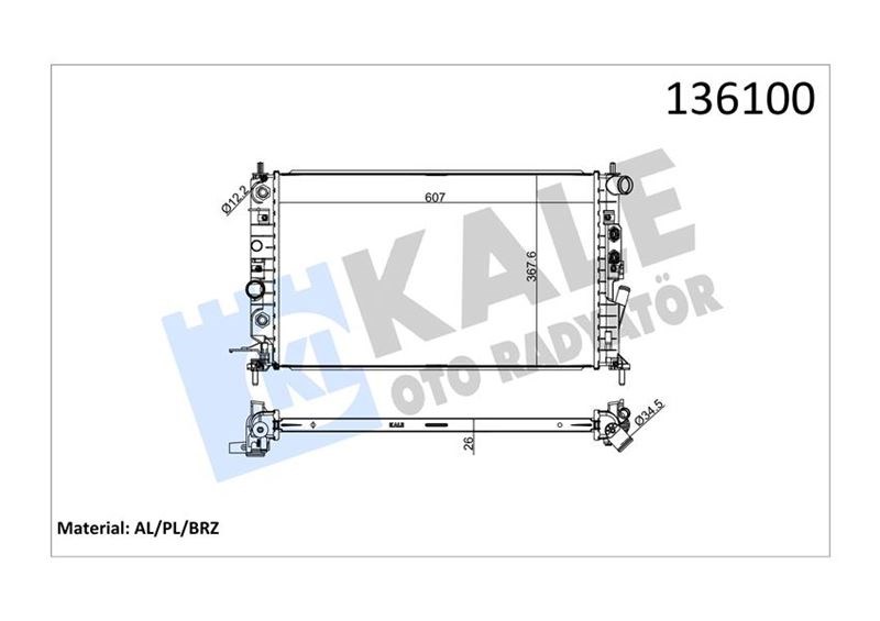 Opel Vectra B 1.6 1.8 2.0 16V 2.5 V6 24V Radyatör Otomatik Şanzıman KALE-RADYATOR