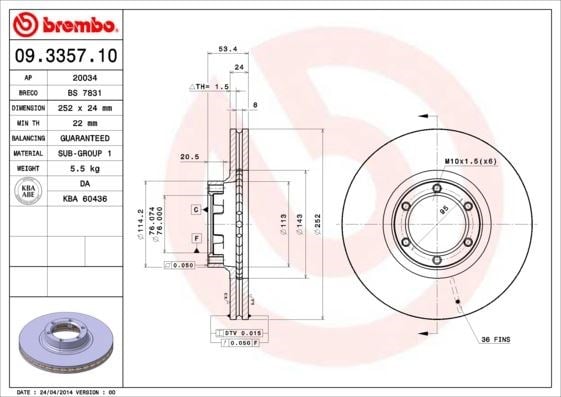 Opel Ön Fren Diski Standart BREMBO