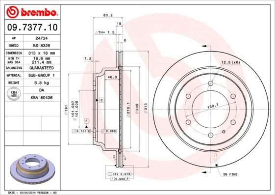 Opel Arka Fren Diski Standard BREMBO