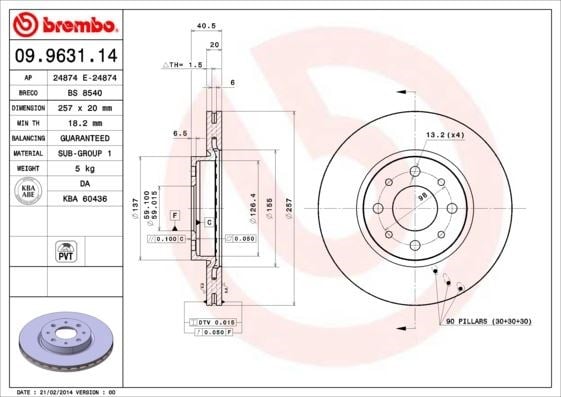 Fiat Palio Ön Fren Aynası Havalı BREMBO