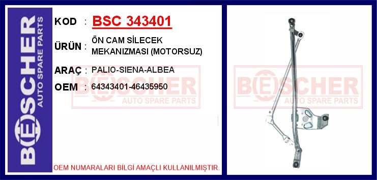 Fiat Palio Ön Cam Silecek Mekanizması Motorsuz BESCHER