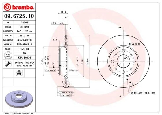 Fiat Palio Siena Albea Ön Fren Aynası BREMBO