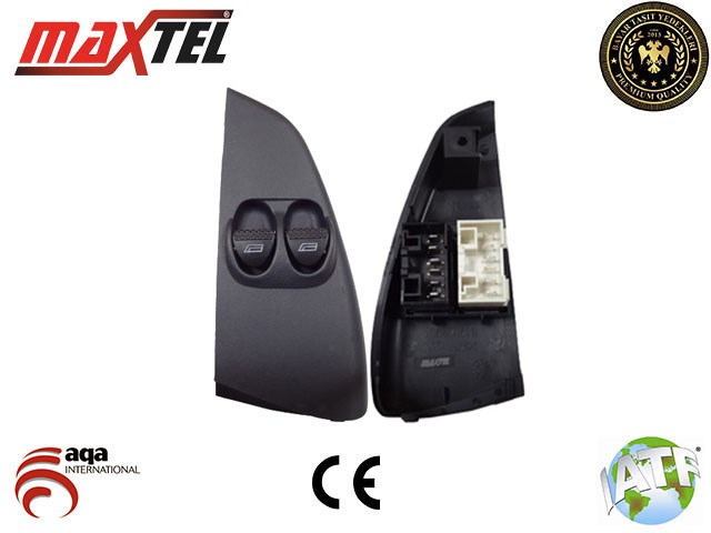 Fiat Palio Albea Cam Kaldırma Anahtarı Ön Sol 12 Pin Çiftli Siyah Beyaz Kasalı MAXTEL