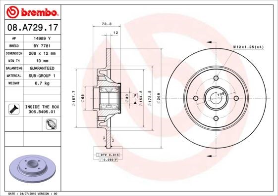 Peugeot Partner Berlingo 308 5008 3008 Citroen C4 Picasso Arka Fren Aynası... BREMBO