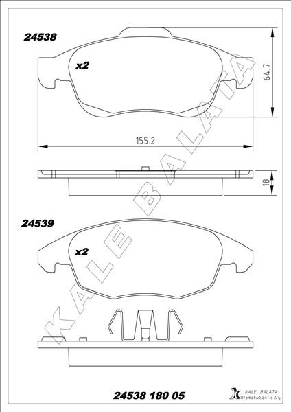 Peugeot Partner Ön Fren Balatası 283mm KALE-BALATA