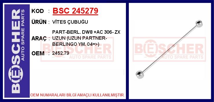 Peugeot Partner Vites Çubuğu Uzun BESCHER