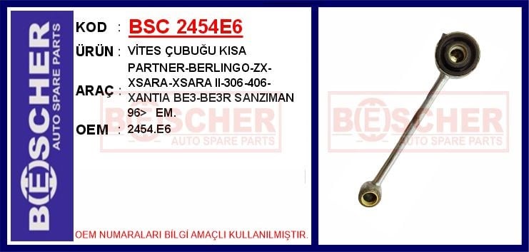 Peugeot Partner Vites Çubuğu Kısa BE3-BE3R Şanzıman BESCHER