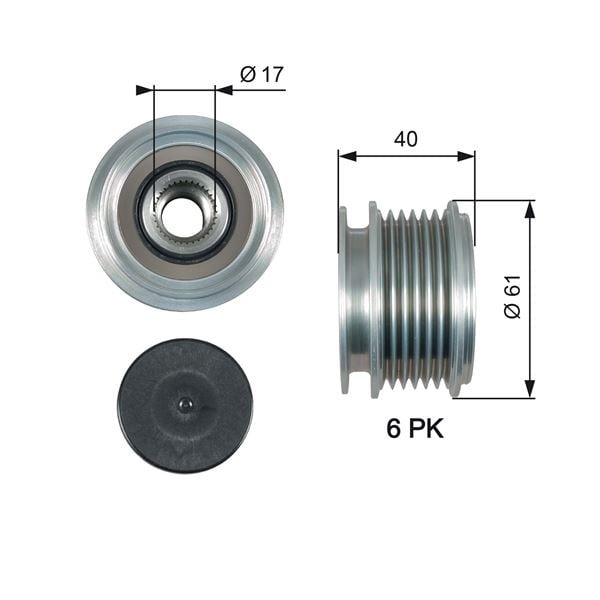 Volkswagen Passat Golf Caddy Seat Cordoba Alternatör Kasnağı Rulmanlı GATES