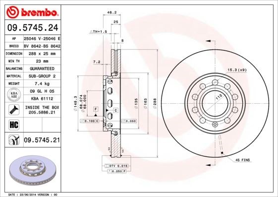 Volkswagen Passat Audi A4 A6 Ön Fren Aynası BREMBO