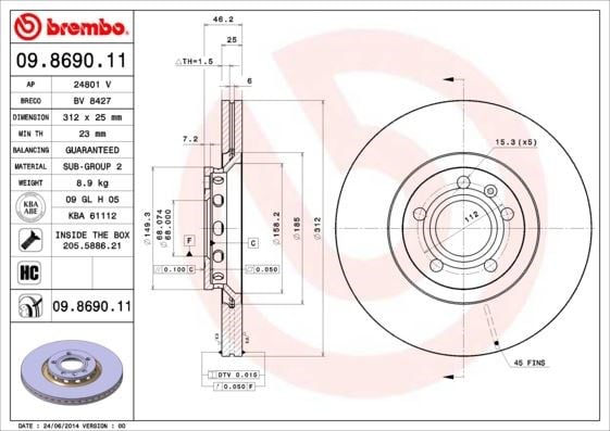 Volkswagen Passat Ön Fren Aynası Havalı BREMBO