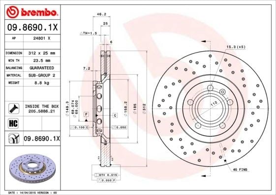 Volkswagen Passat Ön Fren Aynası Havalı BREMBO