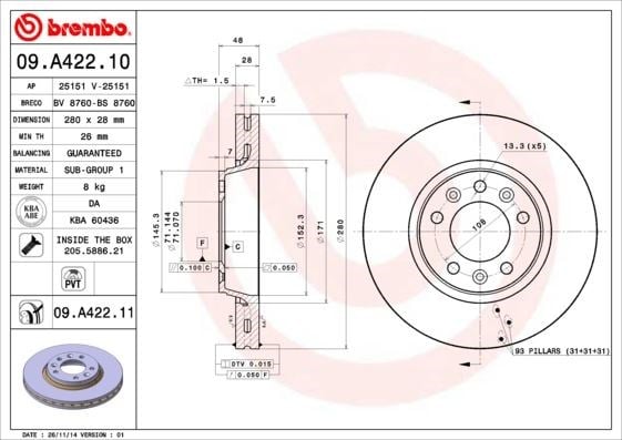 Expert Jumpy Scudo Proace Ön Fren Diski Hava Kanallı ABS'siz BREMBO