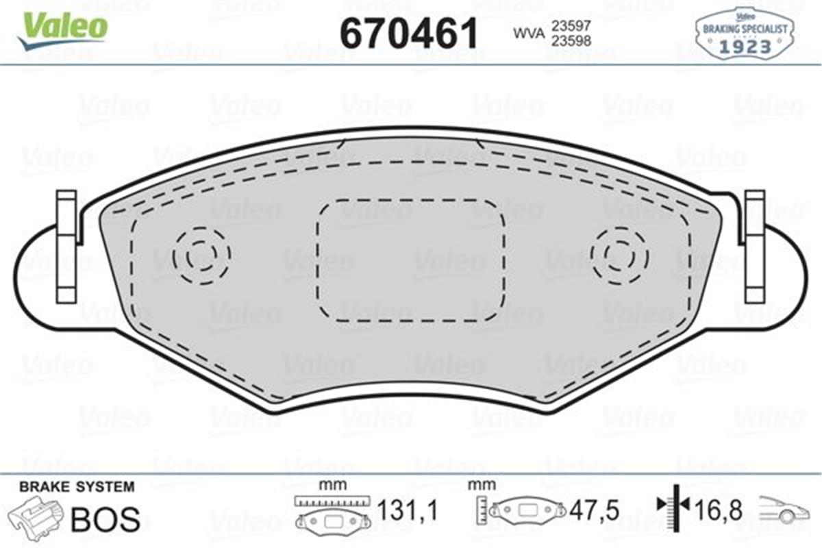 Peugeot 206 1.4 1.6 (1998>) Ön Fren Balatası 4254.94-421.91-4253.20-Wva2320