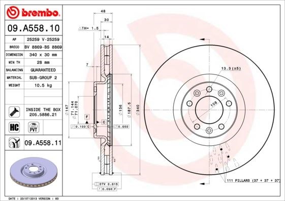 Peugeot Ön Fren Diski UV Kaplamalı BREMBO