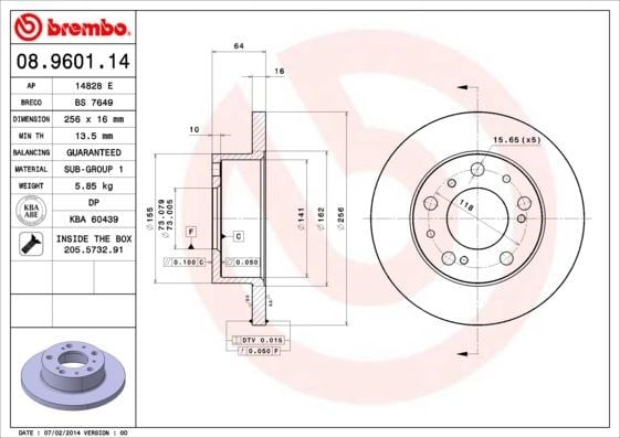 Peugeot J5 Citroen C25 Fiat Ducato Ön Fren Aynası [Dolu] BREMBO