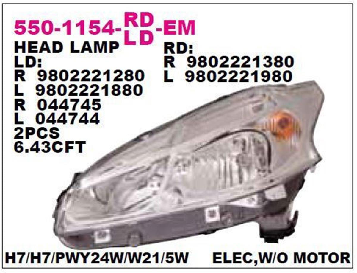 Depo Peugeot 208 Sağ Far 2012- Sonrası 9802221280