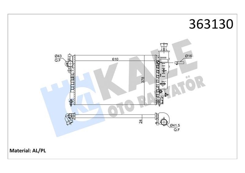 Peugeot 405 II Motor Su Radyatörü KALE-RADYATOR
