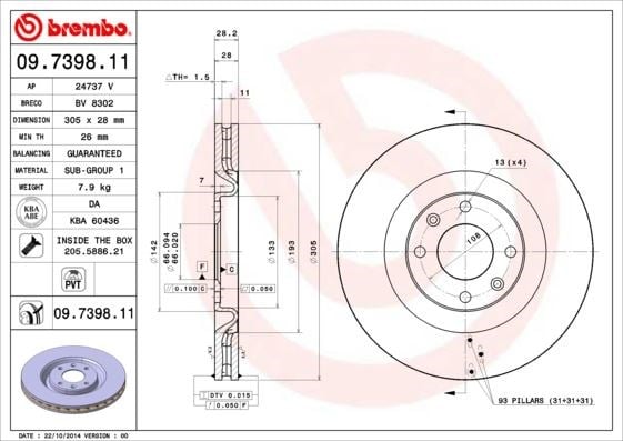 Peugeot Ön Fren Diski UV Kaplamalı BREMBO